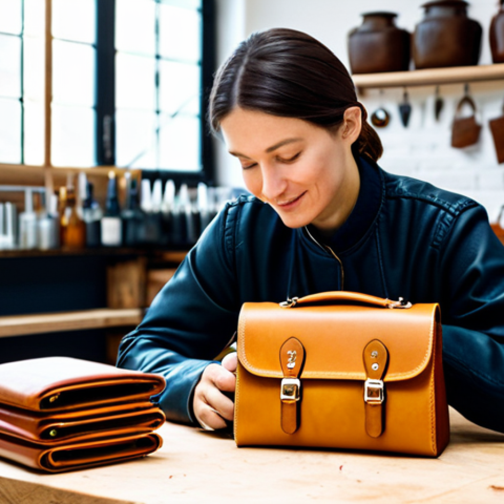 **
A skilled artisan in a brightly lit workshop, meticulously crafting a stylish handbag from kombucha leather. Fully clothed in appropriate attire, safe for work, perfect anatomy, natural proportions, professional product photography, high quality, modest clothing.
**