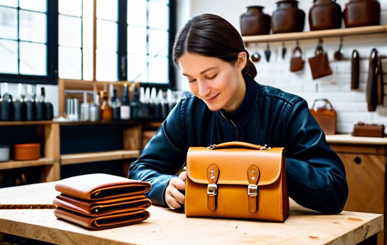 **
A skilled artisan in a brightly lit workshop, meticulously crafting a stylish handbag from kombucha leather. Fully clothed in appropriate attire, safe for work, perfect anatomy, natural proportions, professional product photography, high quality, modest clothing.
**