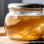 Home 21 콤부차 가죽의 세척 및 보관 방법 - A close-up, highly detailed image of a healthy SCOBY floating in a wide-mouth glass jar filled with ...