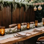 Home 20 콤부차 가죽을 활용한 이벤트 기획 아이디어 - A cozy bohemian wedding reception scene featuring handmade kombucha leather decor: textured kombucha...