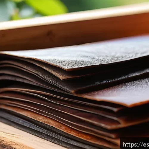 Home 31 콤부차 가죽의 기술적 혁신 - A close-up view of kombucha leather sheets in various stages of fermentation, showcasing diverse tex...