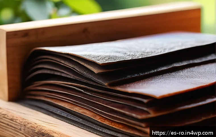 콤부차 가죽의 기술적 혁신 - A close-up view of kombucha leather sheets in various stages of fermentation, showcasing diverse tex...